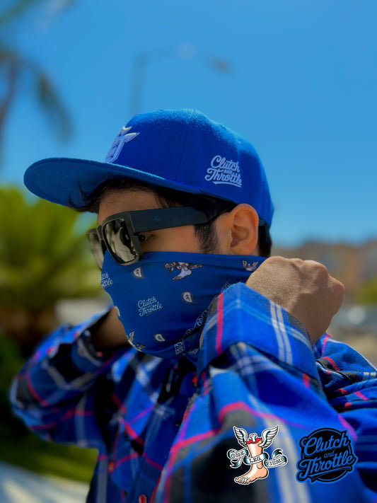One Leg Films Paisley Neck Gaiter (Blue/Gray)