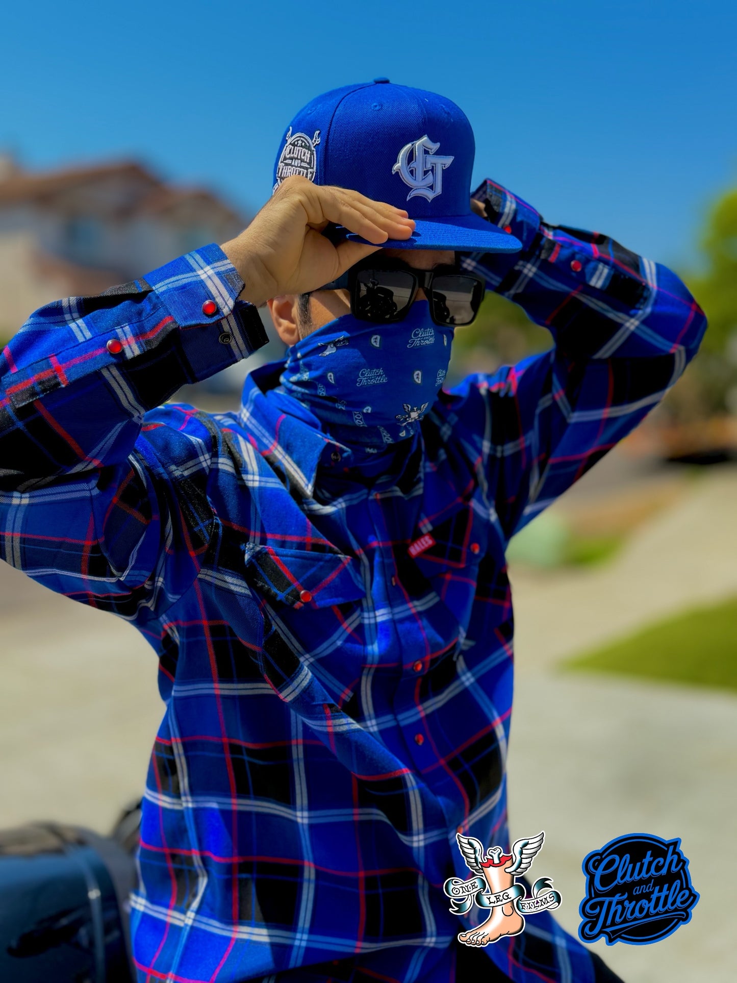 One Leg Films Paisley Neck Gaiter (Blue/Gray)